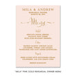 Load image into Gallery viewer, Blush pink + gold glitter "Mila" rehearsal dinner menu | digibuddha.com