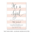 Load image into Gallery viewer, "Mila" Blush Stripe + Silver Glitter Baby Shower Invitation