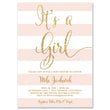 Load image into Gallery viewer, "Mila" Blush Stripe + Gold Glitter Baby Shower Invitation