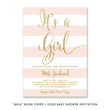 Load image into Gallery viewer, "Mila" Blush Stripe + Gold Glitter Baby Shower Invitation