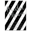 Load image into Gallery viewer, Elegant glam black and silver bridal shower invitation with black and white stripes and silver glitter.