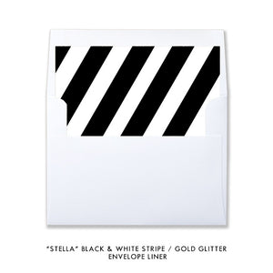 "Stella" Black + White / Gold Glitter Engagement Party Invitation