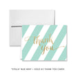 Load image into Gallery viewer, Blue mint + gold glitter "Stella" striped folded A2 thank you cards | digibuddha.com