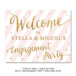 Load image into Gallery viewer, Pink stripe + gold glitter confetti "Stella" couples engagement party welcome sign | digibuddha.com