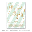 Load image into Gallery viewer, Mint stripe + gold glitter confetti "Stella" She said yes engagement party invitation | digibuddha.com