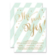 Load image into Gallery viewer, Mint stripe + gold glitter confetti "Stella" She said yes engagement party invitation | digibuddha.com