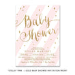 Load image into Gallery viewer, Pink + Gold Glitter "Stella" striped baby shower invitation | digibuddha.com