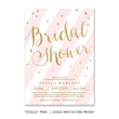 Load image into Gallery viewer, Striped blush pink and gold bridal shower invitation with a blush pink and white stripe motif and accented with gold font