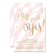 Load image into Gallery viewer, Pink stripe + gold glitter confetti "Stella" She said yes engagement party invitation | digibuddha.com