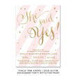 Load image into Gallery viewer, Pink stripe + gold glitter confetti "Stella" She said yes engagement party invitation | digibuddha.com