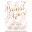 Load image into Gallery viewer, Striped blush pink and gold bridal shower invitation with a blush pink and white stripe motif and accented with gold font