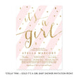 Load image into Gallery viewer, "Stella" Pink + Gold Glitter It's A Girl Baby Shower Invitation