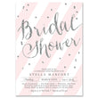 Load image into Gallery viewer, Elegant blush and silver bridal shower invitations with chic pink stripes and an elegant silver glitter font, by Digibuddha.