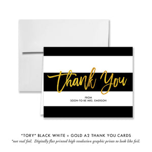 "Tory" Black White & Gold Engagement Party Invitation