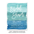 Load image into Gallery viewer, Turquoise Watercolor Bridal Shower Invitation featuring modern beach and blue ombre design, ideal for a beach wedding shower.