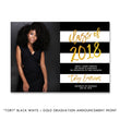 Load image into Gallery viewer, "Tory" Black White + Gold Graduation Announcement