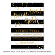 Load image into Gallery viewer, "Wendy" Black Stripe Twin Baby Shower Invitation