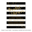 Load image into Gallery viewer, Elegant black white and gold dots bridal shower invitation with a modern design with black & white stripes and gold shimmer.