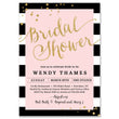 Load image into Gallery viewer, Elegant black rose and gold dots bridal shower invitations with chic gold and black and white striped designs.