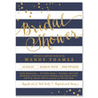 Load image into Gallery viewer, Elegant navy and gold bridal shower invitations with navy stripes adorned with shimmering gold dots and a glam gold font.