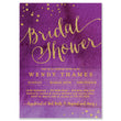 Load image into Gallery viewer, Elegant ombre purple and gold bridal shower invitations with a modern lavender hue and bold gold typography.