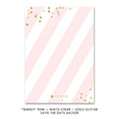 Load image into Gallery viewer, Pink stripe + gold glitter confetti sprinkles "Wendy" Save the Date card backer | digibuddha.com