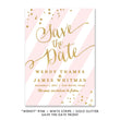 Load image into Gallery viewer, Pink stripe + gold glitter confetti sprinkles "Wendy" Save the Date card | digibuddha.com