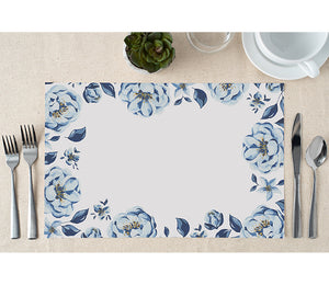 Blue Peonies in Bloom Paper Placemats Floral Anemone by Digibuddha