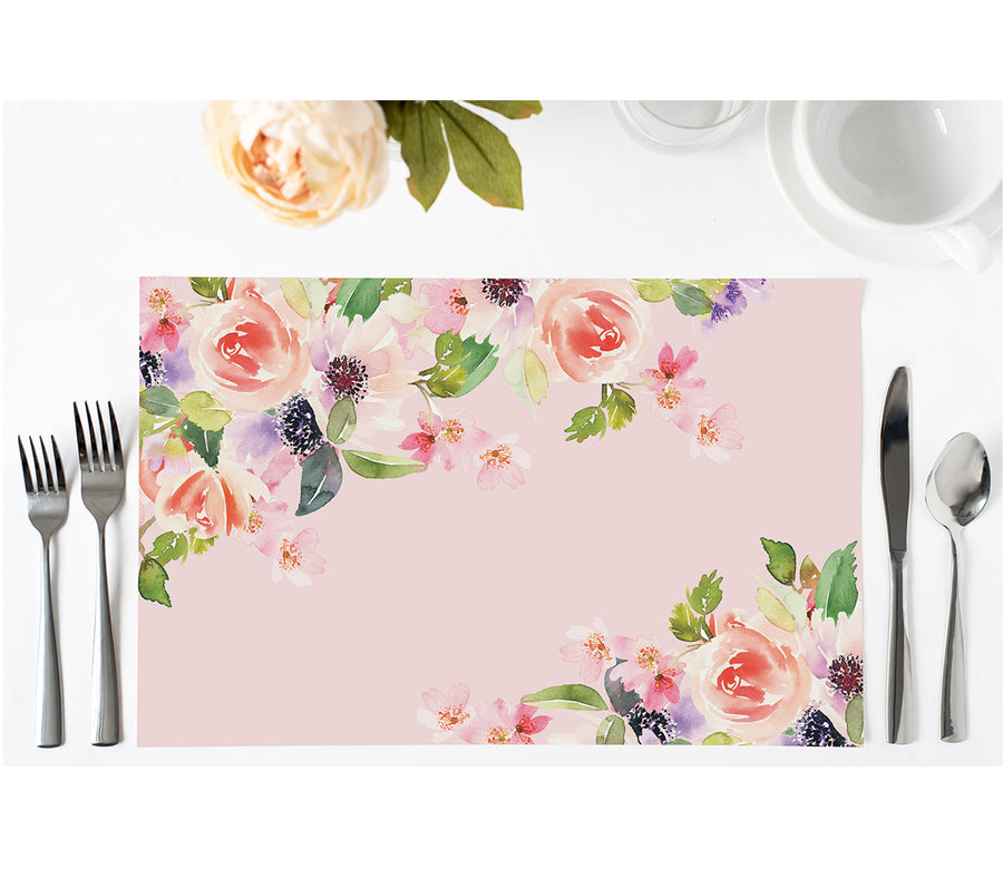 Blush Bouquet Paper Placemats for Birthday Dinner by Digibuddha
