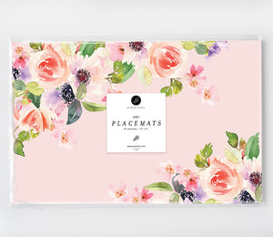 Blush Bouquet Paper Placemats by Digibuddha