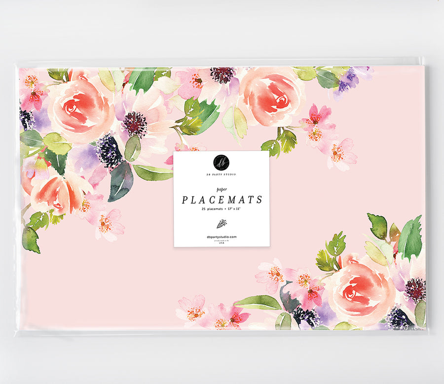 Blush Bouquet Paper Placemats by Digibuddha