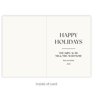 Elegant Winter Poinsettias Folded Holiday Card featuring poinsettias, personalized photo option, and elegant modern style.