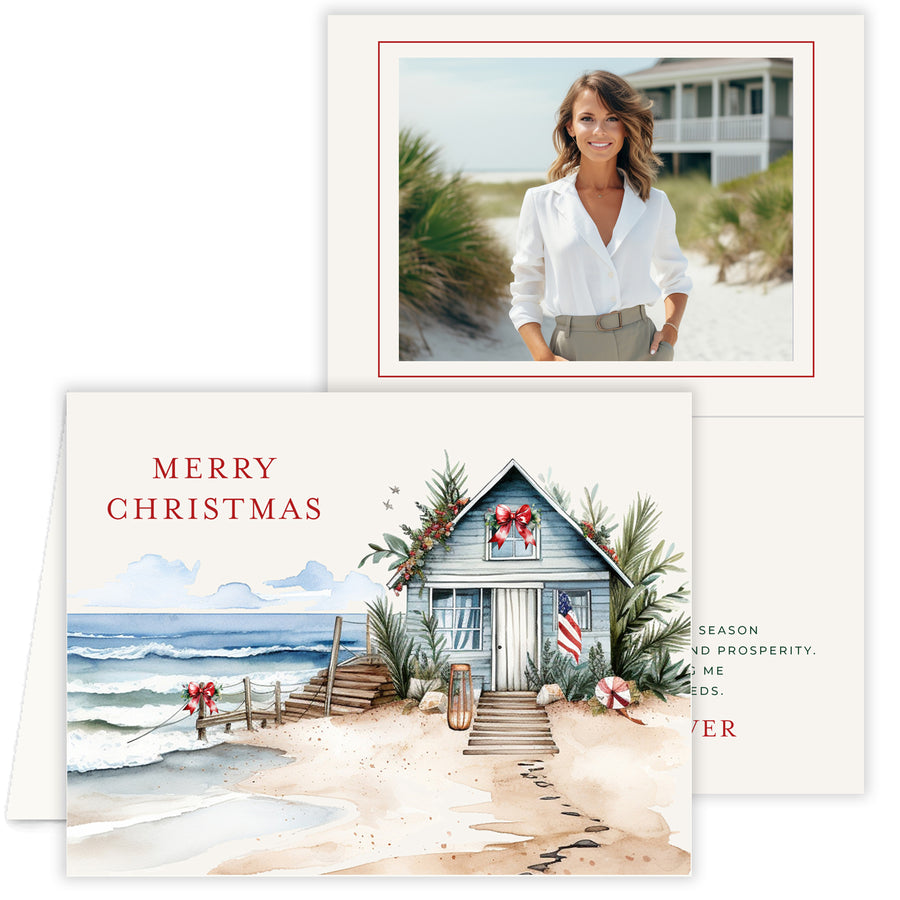Beach Cottage Real Estate Agent Photo Holiday Cards