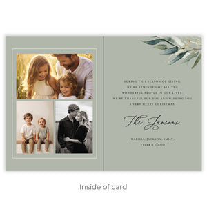 Neutral Greenery Photo Folded Holiday Cards