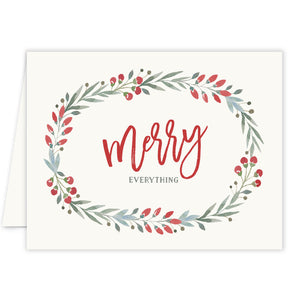 Watercolor Christmas Wreath Greeting Cards