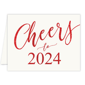 Cheers Greeting Cards showcasing festive red and white holiday designs, perfect for printed Christmas and New Years wishes.