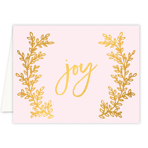 Elegant joy Christmas card gold like wreath with pink hues, crafted by Digibuddha.