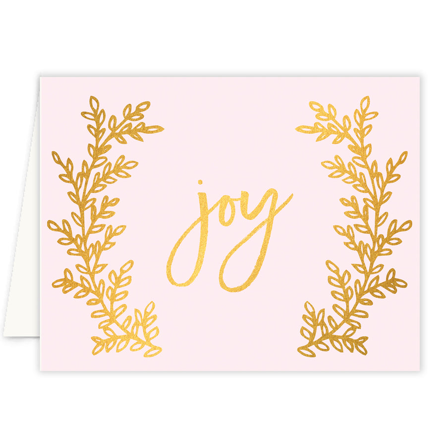 Elegant joy Christmas card gold like wreath with pink hues, crafted by Digibuddha.