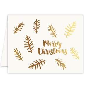 Merry Christmas Faux Gold Foil Boxed Holiday Cards | Gracen