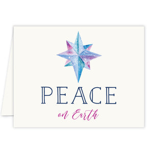 Boxed set of Blue peace on earth christmas cards by Digibuddha, featuring a festive blue and snowflake design.