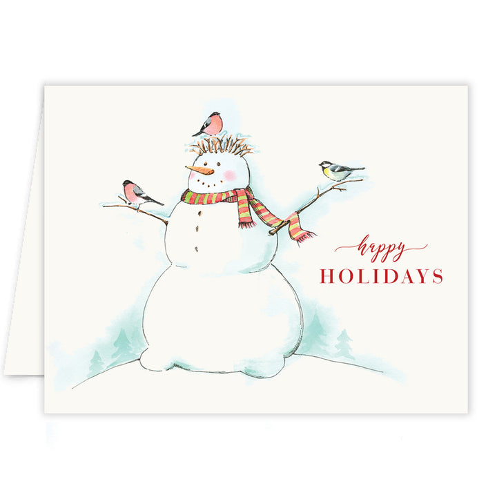Pack of Cute Snowman Happy Holidays Cards by Digibuddha, featuring large snowman graphic with festive design
