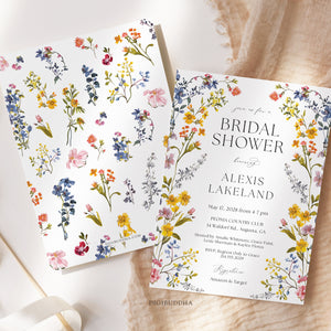 Pressed Wild Flowers Bridal Shower Invitation