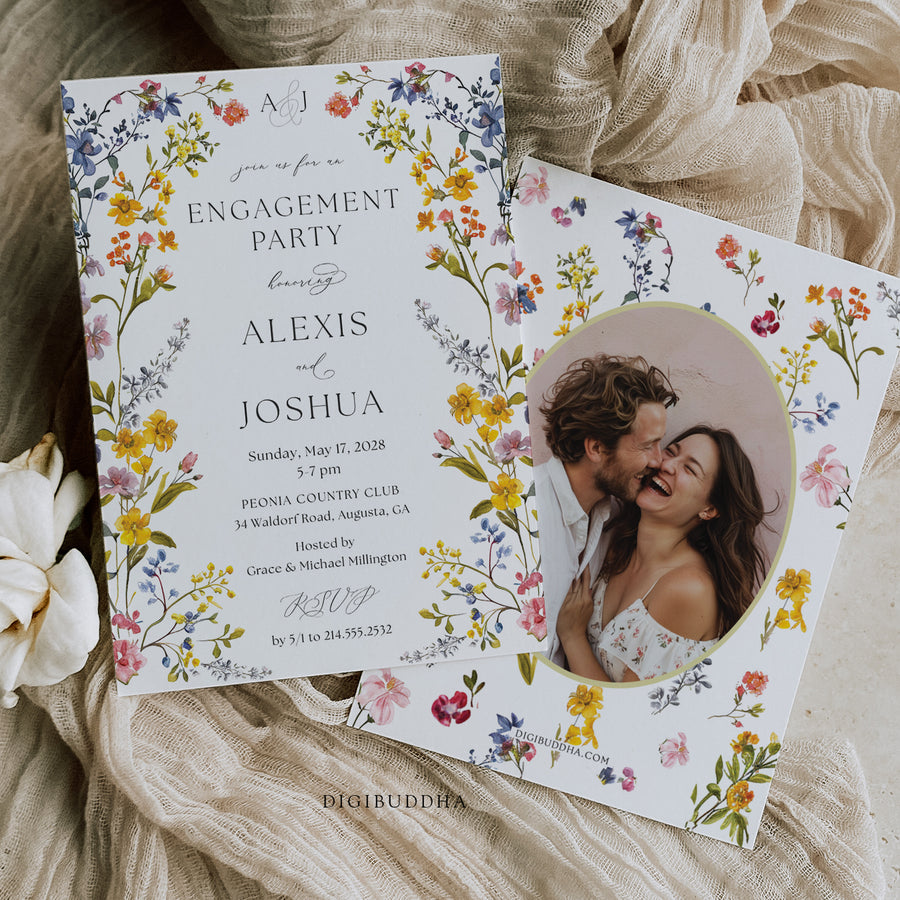 Spring Wild Flowers Engagement Party Invitations | Digibuddha spring-wild-flowers-engagement-party-invitations-digibuddha