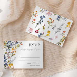 Pressed Wild Flower Wedding Invitation Suite