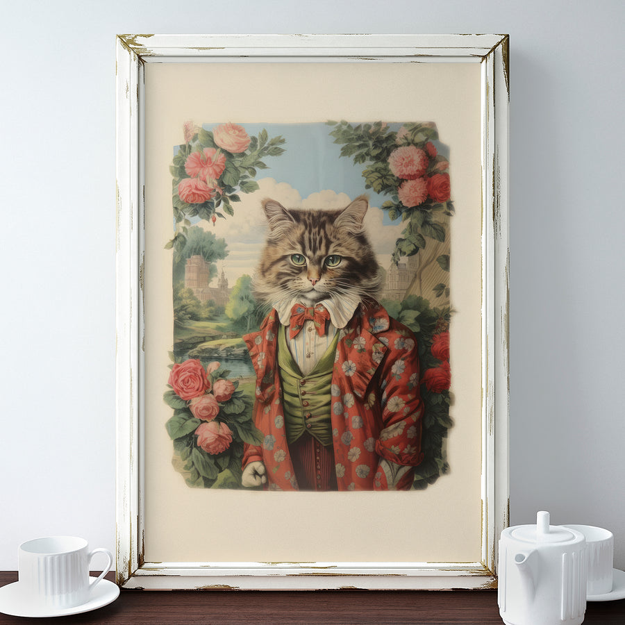 Sir Sartorial Whiskers Vintage Cat Art Print