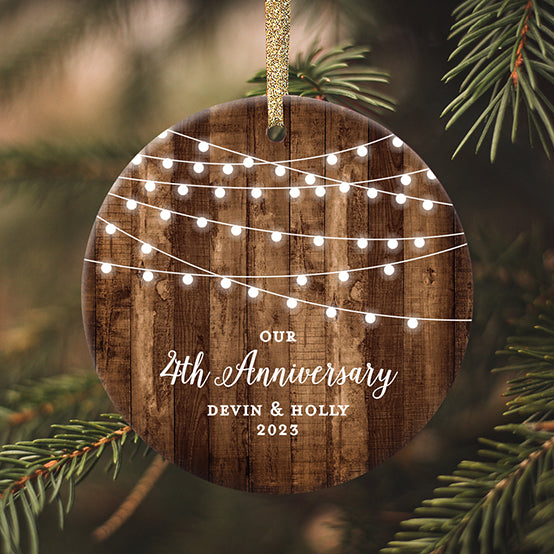 Our 4th Anniversary Ornament, Personalized | 546