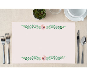 Dainty Pink Rose Paper Placemats for Elegant Bridal Shower by Digibuddha