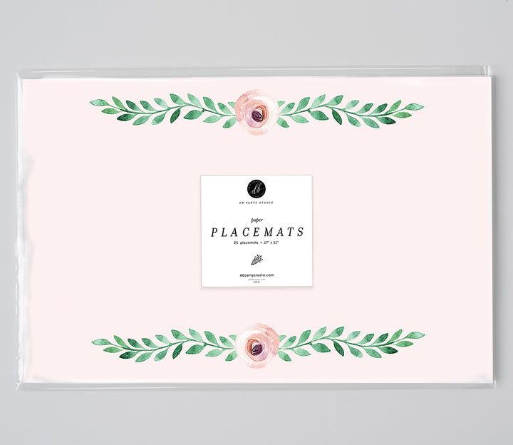 Dainty Pink Rose Paper Placemats Dainty Rose Elegance by Digibuddha