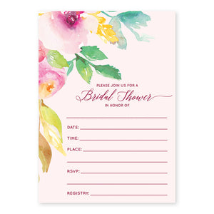 Floral Blush Bridal Tea Fill In Invitations