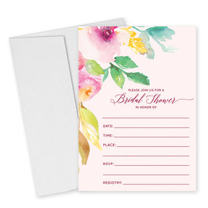 Floral Blush Bridal Tea Fill In Invitations